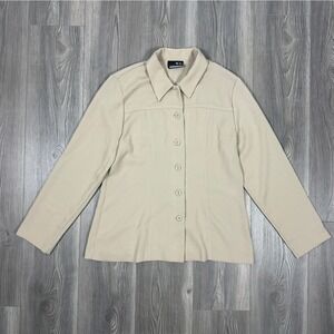 Vintage Tan Button Down Shirt/Jacket - SIZE L Neutral Casual Minimalist